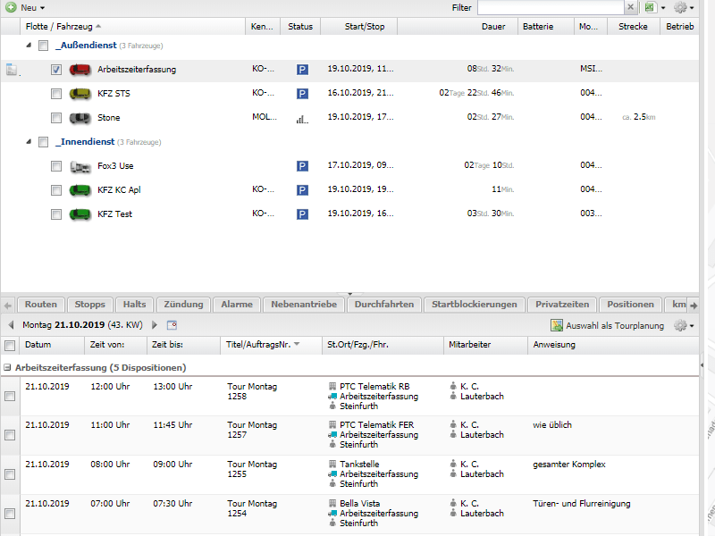 Auswahl alsTourplanung